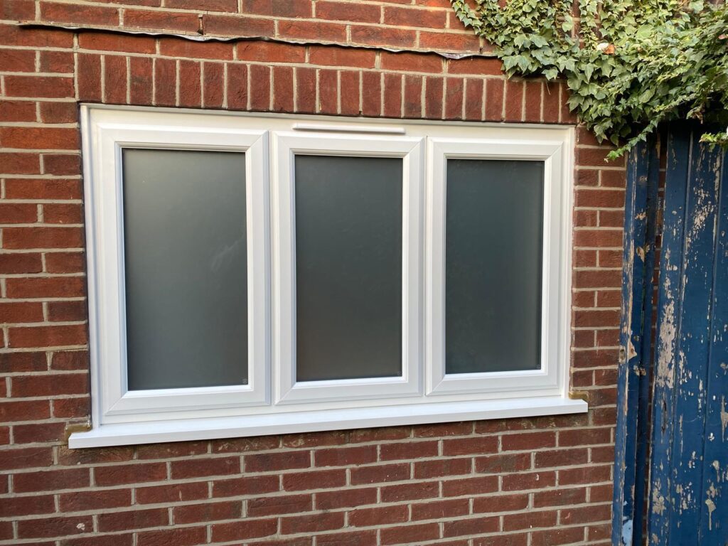 double glazed upvc casement window with frosted glass