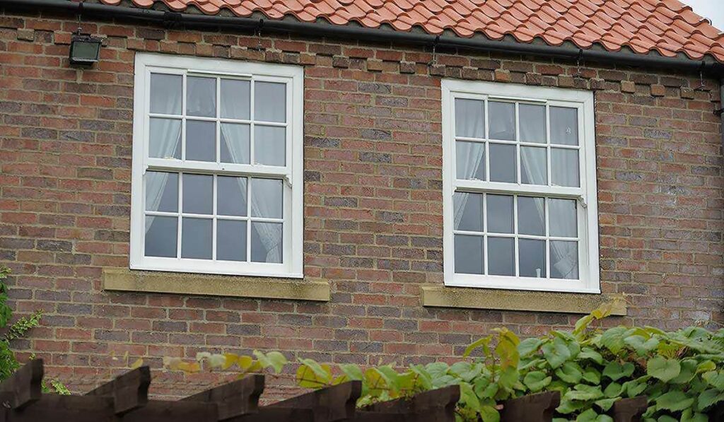 double glazed upvc white sliding sash windows installed