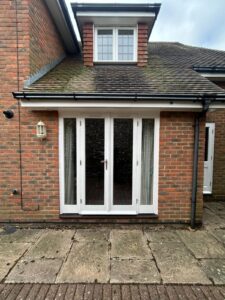 old wooden french doors before installation