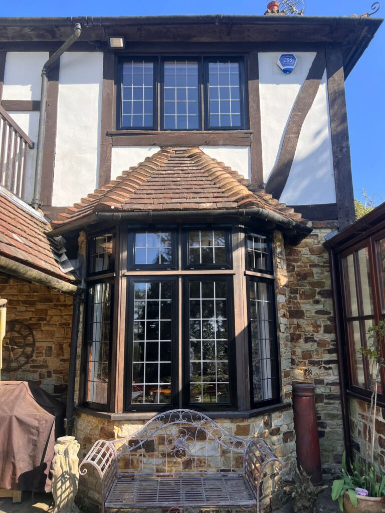 Close-up of sleek double glazed aluminium window installation
