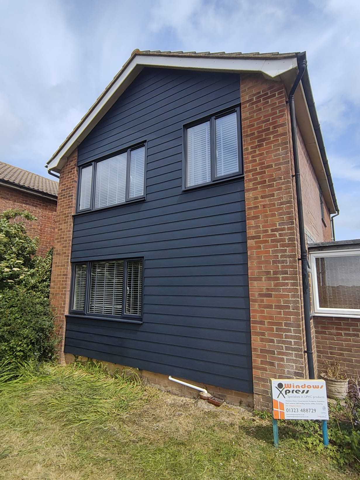 Completed uPVC cladding installation with modern, clean finish on the Eastbourne home.