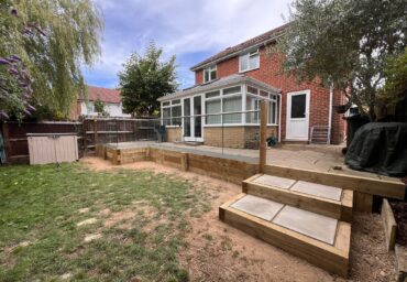 new Glass Balustrade installed with the new wooden sleepers to help with sinking and tliting