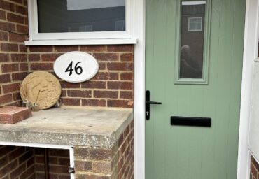 new composite door installed with green colour finished