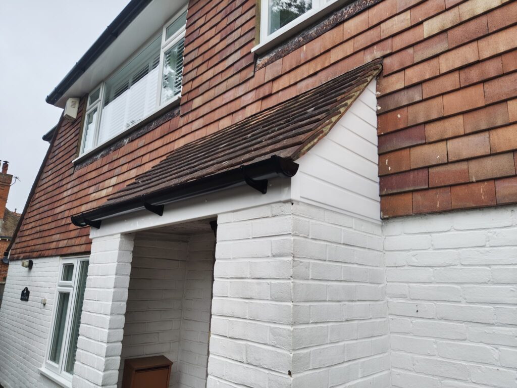 fascia, soffiit, guttering and cladding installed on porch