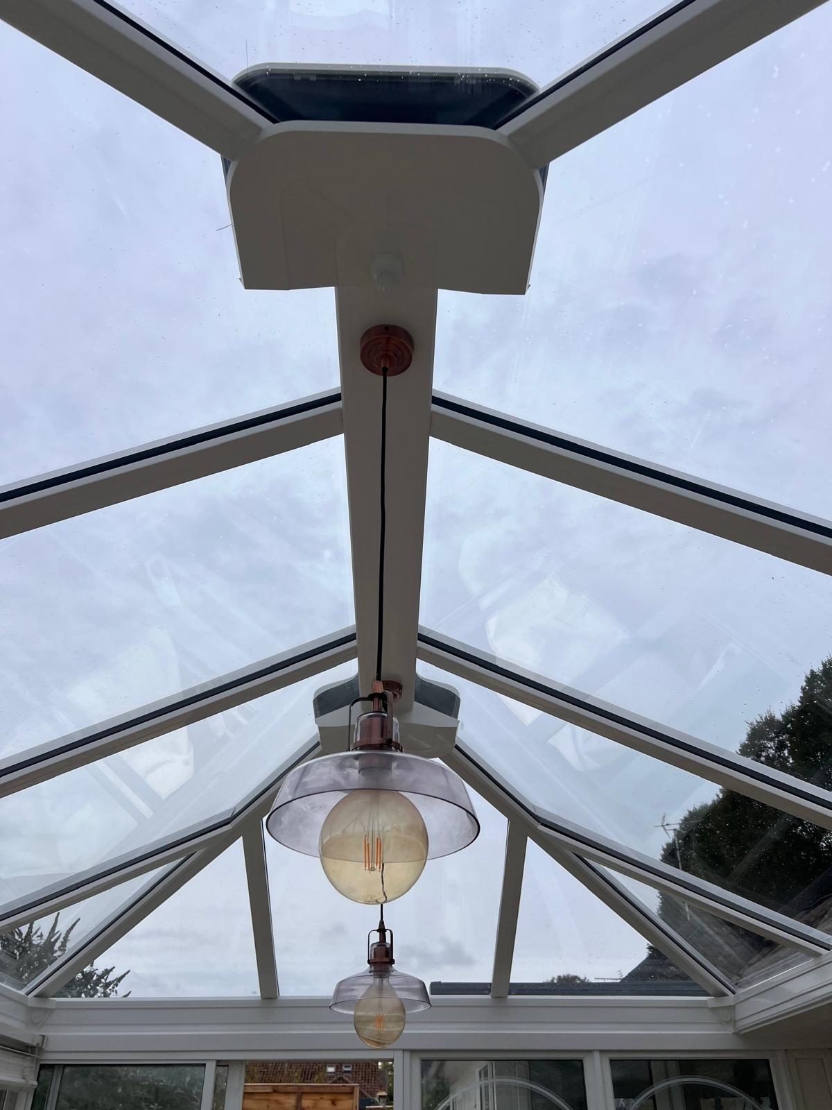replacement glass roof installed showing inside