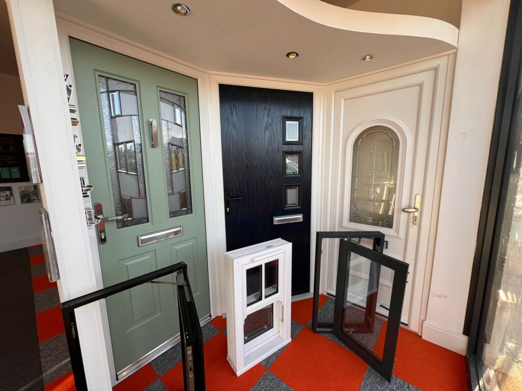 Composite doors on display in the Windows Xpress showroom